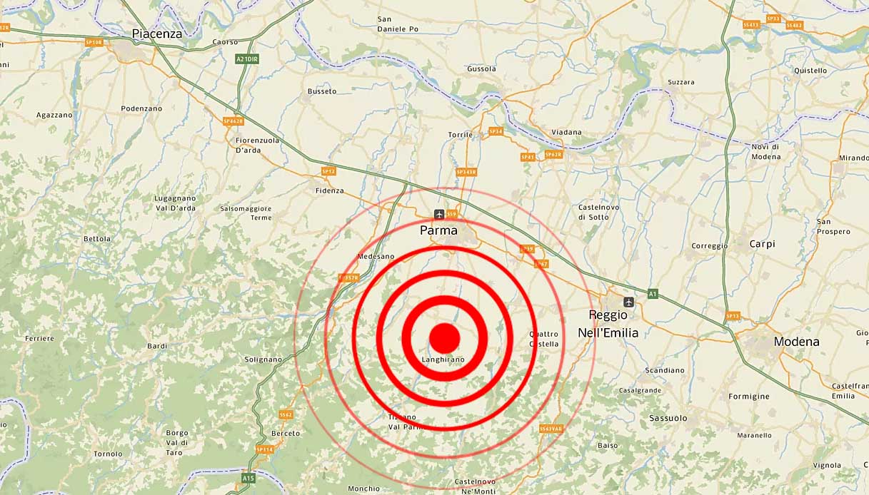 Nuove scosse di terremoto vicino Langhirano nel tardo pomeriggio di ieri